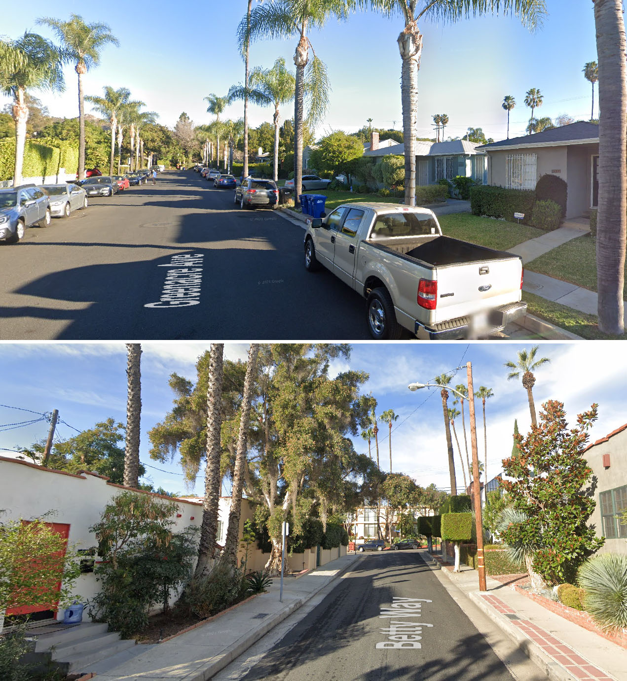 Top: Greenacre Avenue; bottom: Betty Way (Google Street View)